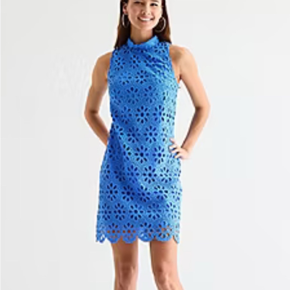 Signature by Robbie Bee Vibrant Blue Lace Dress